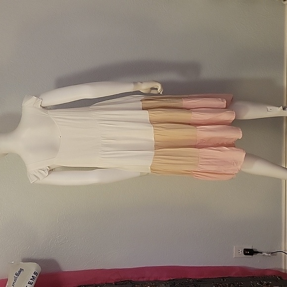 Sherrylily Colorblock Square Neck Tiered Peasant Dress Medium - Picture 6 of 8